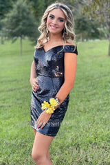 Misshow Sparkly Fuchsia Off The Shoulder Tight Short Homecoming Dress/Mini Dress