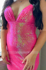 Misshow Sparkly Fuchsia Sequins Backless Tight Short Homecoming Dress/Mini Dress