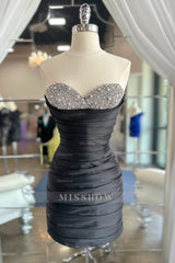 Misshow Sparkly Fuchsia Sweetheart Beaded Tight Homecoming Dress/Mini Dress