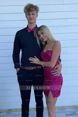 Misshow Sparkly Fuchsia Sweetheart Tight Short Homecoming Dress/Mini Dress