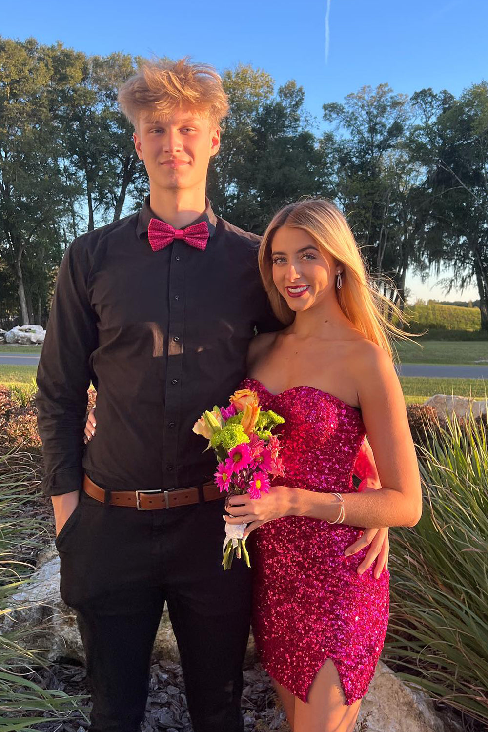 Misshow Sparkly Fuchsia Sweetheart Tight Short Homecoming Dress/Mini Dress