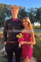 Misshow Sparkly Fuchsia Sweetheart Tight Short Homecoming Dress/Mini Dress