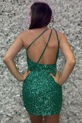 Misshow Sparkly Green Backless Tight Short Homecoming Dress/Mini Dress With Sequins