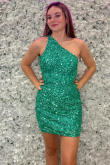 Misshow Sparkly Green Backless Tight Short Homecoming Dress/Mini Dress With Sequins