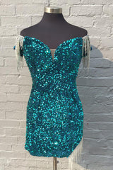 Misshow Sparkly Green Fringed Sequins Tight Short Homecoming Dress/Mini Dress