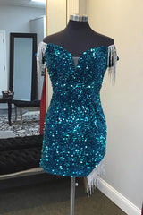 Misshow Sparkly Green Fringed Sequins Tight Short Homecoming Dress/Mini Dress