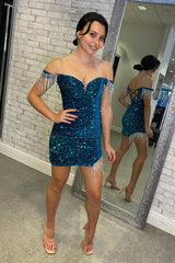 Misshow Sparkly Green Fringed Sequins Tight Short Homecoming Dress/Mini Dress