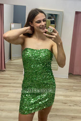 Misshow Sparkly Green Sequins Bodycon Short Homecoming Dress/Mini Dress