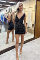 Misshow Sparkly Hot Pink Beaded Tight Short Homecoming Dress/Mini Dress