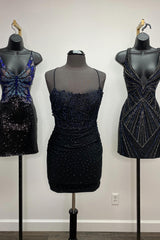 Misshow Sparkly Hot Pink Beaded Tight Short Homecoming Dress/Mini Dress