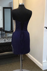 Misshow Sparkly Navy Fringed Tight Short Homecoming Dress/Mini Dress