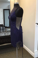 Misshow Sparkly Navy Fringed Tight Short Homecoming Dress/Mini Dress