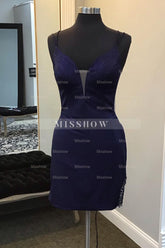 Misshow Sparkly Navy Fringed Tight Short Homecoming Dress/Mini Dress