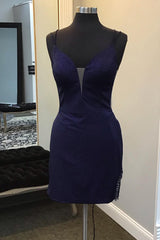 Misshow Sparkly Navy Fringed Tight Short Homecoming Dress/Mini Dress