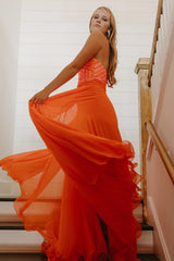Misshow Sparkly Orange Chiffon Sequins Spaghetti Straps Short Homecoming Dress/Mini Dress