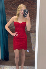 Misshow Sparkly Pink Corset Lace Tight Short Homecoming Dress/Mini Dress