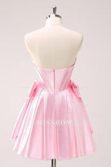 Misshow Sparkly Pink Corset Sweetheart A Line Short Homecoming Dress/Mini Dress