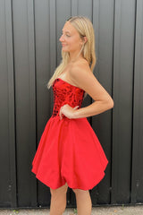 Misshow Sparkly Red A-Line Mirror Short Homecoming Dress/Mini Dress