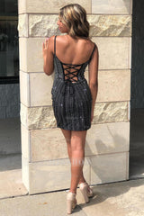 Misshow Sparkly Red Beaed Lace-Up Back Corset Tight Short Homecoming Dress/Mini Dress