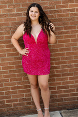 Misshow Sparkly Red Sequin Sleeveless Tight Short Homecoming Dress/Mini Dress