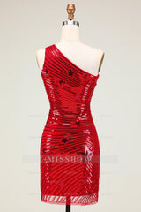 Misshow Sparkly Red Sequins Stars Tight Short Homecoming Dress/Mini Dress