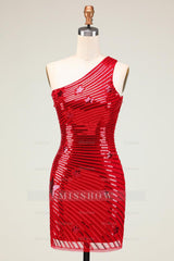 Misshow Sparkly Red Sequins Stars Tight Short Homecoming Dress/Mini Dress