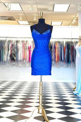 Misshow Sparkly Red Spaghetti Straps Corset Tight Short Homecoming Dress/Mini Dress