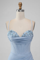 Misshow Sparkly Red Spaghetti Straps Corset Tight Short Homecoming Dress/Mini Dress