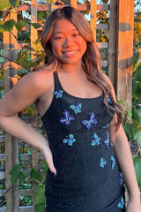 Misshow Sparkly Royal Blue Beaded Butterflies Tight Short Homecoming Dress/Mini Dress