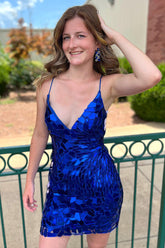 Misshow Sparkly Royal Blue Sequined Tight Short Homecoming Dress/Mini Dress