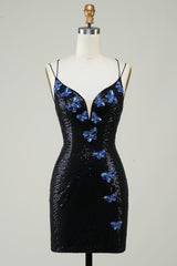 Misshow Sparkly Royal Blue Sequins Beaded Tight Short Homecoming Dress/Mini Dress
