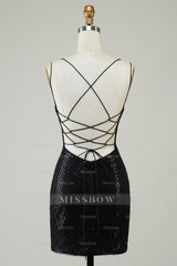 Misshow Sparkly Royal Blue Sequins Beaded Tight Short Homecoming Dress/Mini Dress