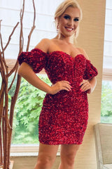 Misshow Sparkly Royal Blue Sequins Tight Short Homecoming Dress/Mini Dress with Sleeves