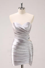 Misshow Sparkly Silver Beaded Short Tight Homecoming Dress/Mini Dress