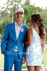 Misshow Sparkly Silver One Shoulder Mirror Tight Short Homecoming Dress/Mini Dress