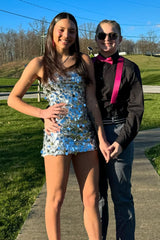 Misshow Sparkly Silver Strapless Tight Short Homecoming Dress/Mini Dress with Sequins