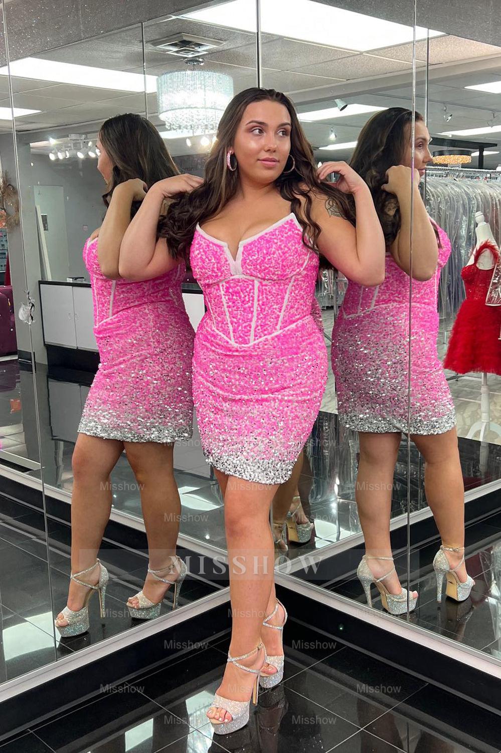 Misshow Sparkly Strapless Corset Royal Blue Tight Short Homecoming Dress/Mini Dress