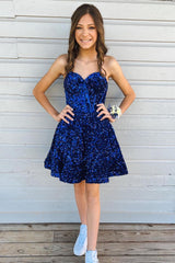 Misshow Sparkly White Corset Sweetheart A-Line Short Homecoming Dress/Mini Dress with Pockets