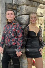 Misshow Sparkly White Long Sleeves Short Homecoming Dress/Mini Dress