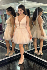 Misshow Sparkly Yellow Beaded Sequins A-Line Short Homecoming Dress/Mini Dress