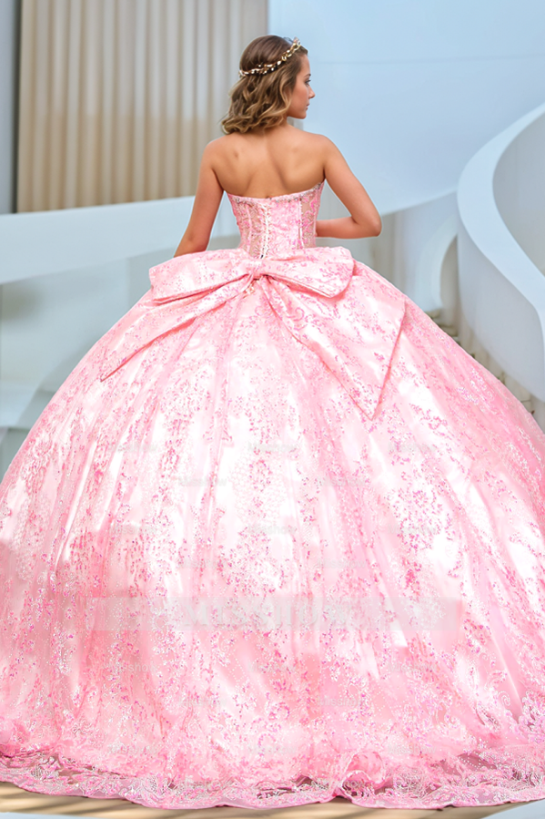 Misshow Sweetheart Neckline Ball Gown Beaded Sequins & Tulle Quinceanera Dress for Sweet 16 & Birthday Parties