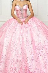 Misshow Sweetheart Neckline Ball Gown Beaded Sequins & Tulle Quinceanera Dress for Sweet 16 & Birthday Parties
