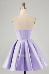 Misshow Trendy Fuchsia Corset A Line Strapless Short Homecoming Dress/Mini Dress with Beadings