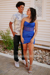 Misshow Turquoise Strapless Corset Tight Short Homecoming Dress/Mini Dress