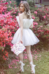 Misshow White Strapless A-Line Short Homecoming Dress/Mini Dress