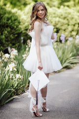 Misshow White Strapless A-Line Short Homecoming Dress/Mini Dress