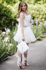 Misshow White Strapless A-Line Short Homecoming Dress/Mini Dress