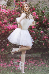 Misshow White Strapless A-Line Short Homecoming Dress/Mini Dress