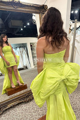 Misshow Yellow Sweetheart Tiered Tight Short Homecoming Dress/Mini Dress With Bow