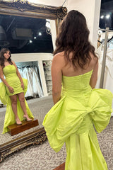 Misshow Yellow Sweetheart Tiered Tight Short Homecoming Dress/Mini Dress With Bow